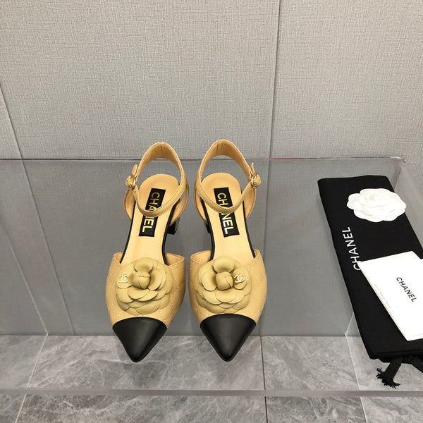 CC 25C 5CM Slingback Flats Buff Yellow Leather 213243