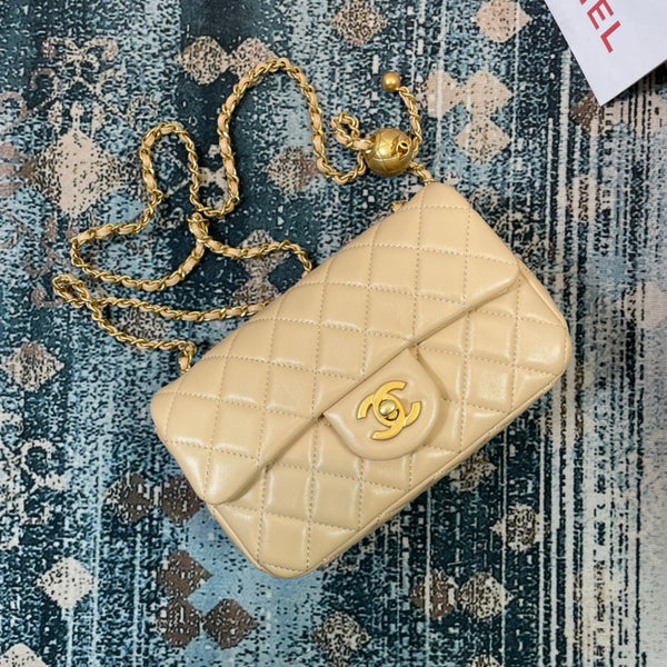CC 26s Flap Bag 20 In Light Beige Lambskin