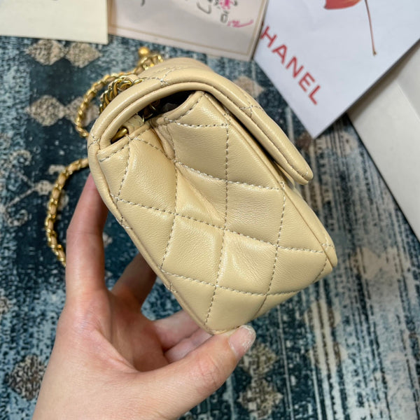CC 26s Flap Bag 20 In Light Beige Lambskin