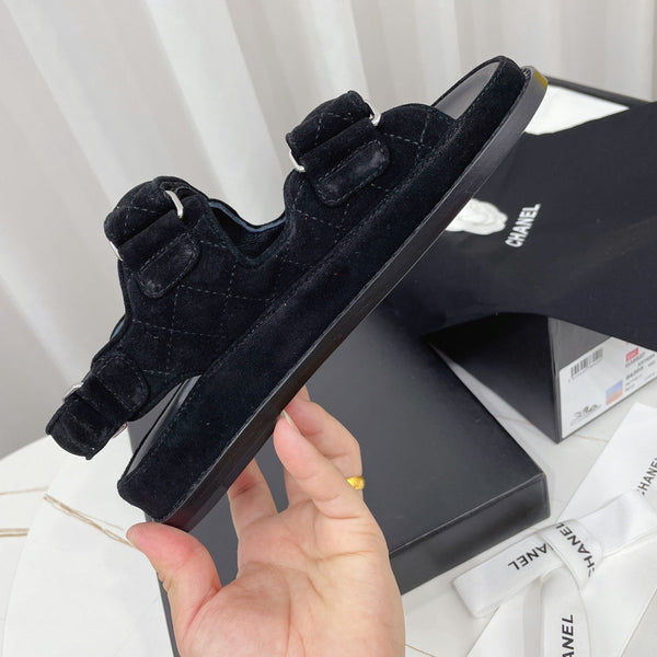 CC Dad Sandal Black Suede Leather 742947