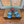 Suitcase Stripe Flat Sandals Blue Maroon Leather