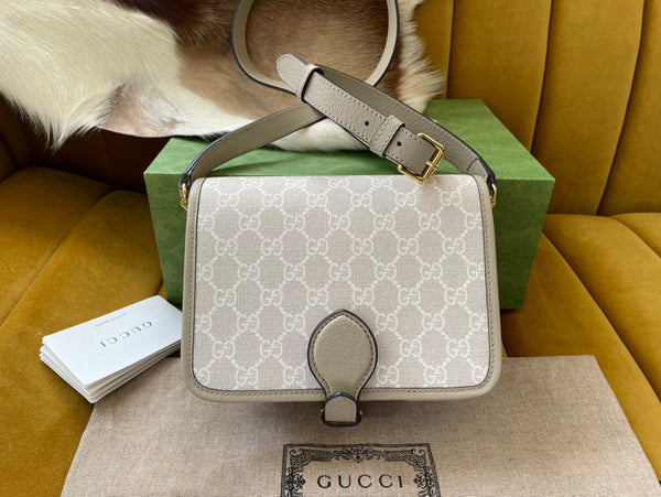 MINI CROSSBODY 20 BAG WITH INTERLOCKING G IN BEIGE CANVAS