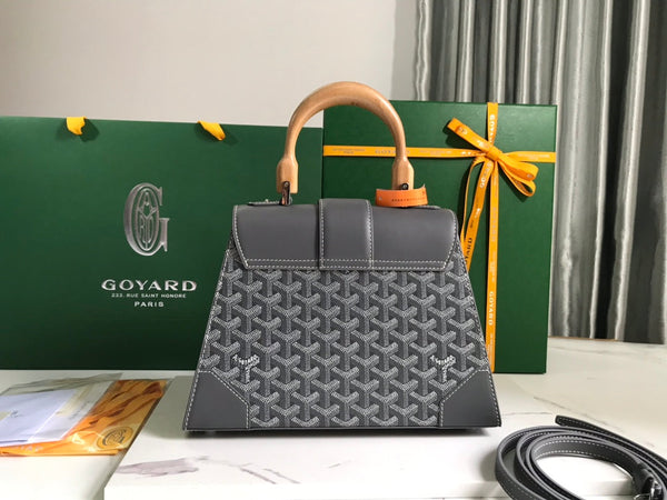 SAÏGON PM BAG 28 IN GREY GOYARDINE CANVAS AND CALFSKIN