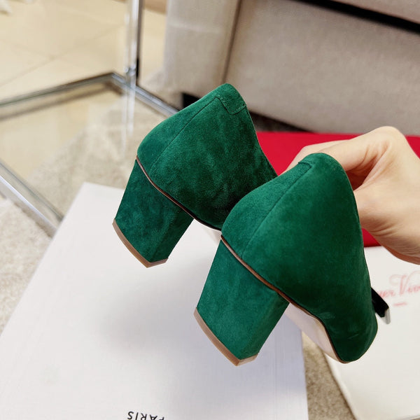 RV Trumpet Pumps 4.5cm Teal Green Suede 607866