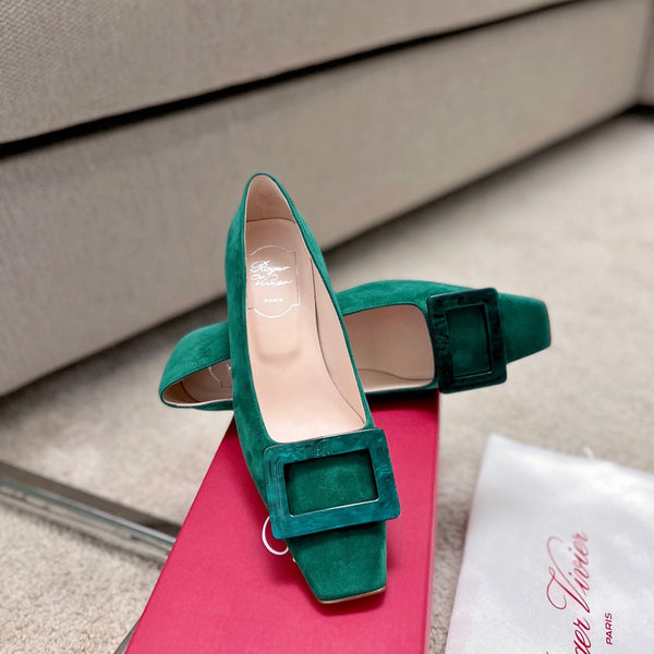 RV Trumpet Pumps 4.5cm Teal Green Suede 607866