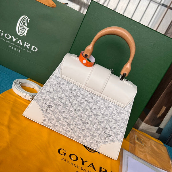 SAÏGON PM BAG 28 IN WHITE GOYARDINE CANVAS AND CALFSKIN