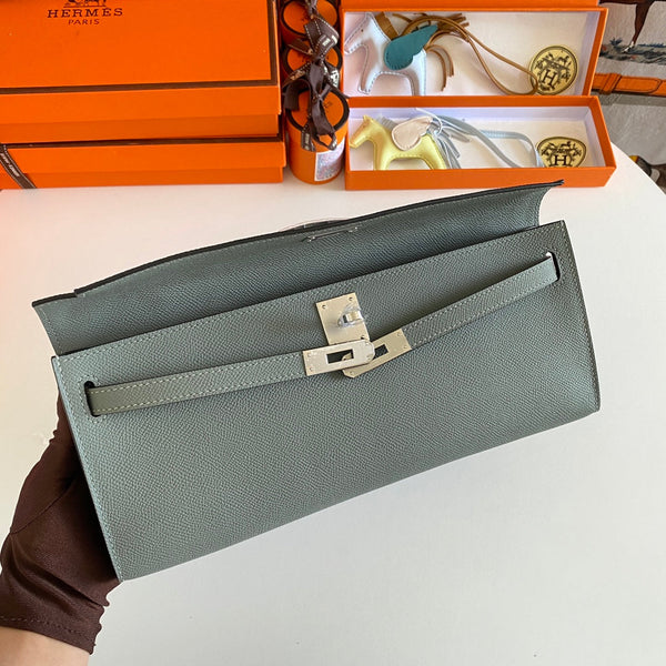 HM Kelly Cut 31 Ash Grey Epsom Leather Silver Hardware 229039