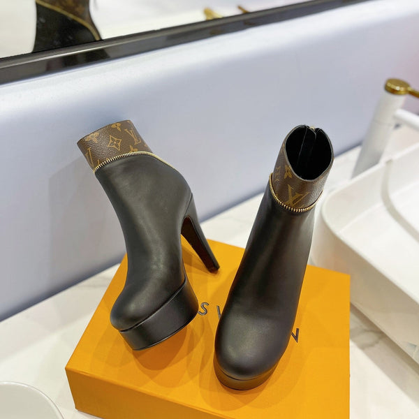 LV Afterglow Boot 10.5 Black Cowhide Monogram Canvas