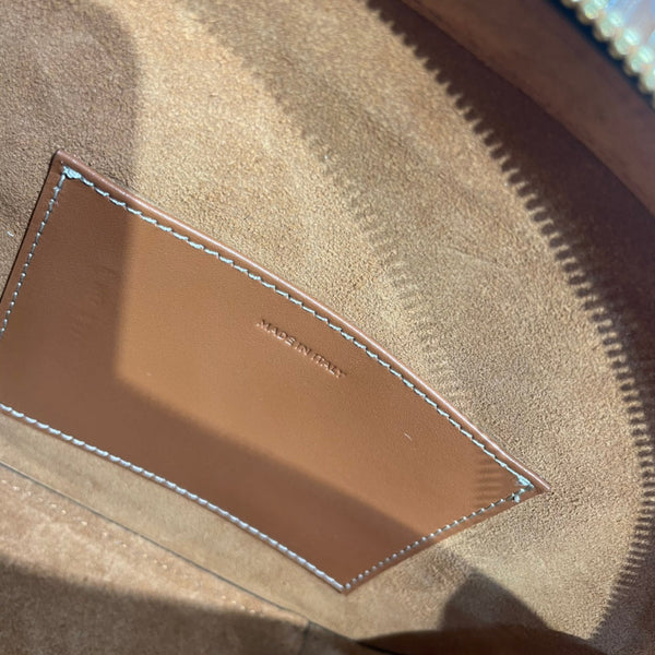 TRIOMPHE TOP HANDLE BAG 20 IN BRONZE BROWN CALFSKIN