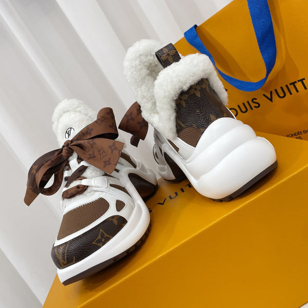 LV Archlight Sneaker White Mix Brown Monogram Bow Tie Lambskin