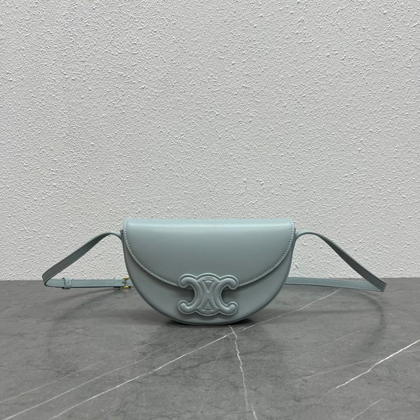 Celine Besace Cuir Bag Triomphe Grey-Blue Calfskin