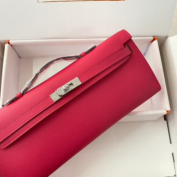 HM Kelly Cut 31 Crimson Pink Epsom Leather Silver Hardware 229061