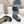 CD Platform Snow Boots Black Beige Cowhide Nylon Fabric 539655