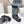 CD Platform Snow Boots Black White Cowhide Nylon Fabric 539656