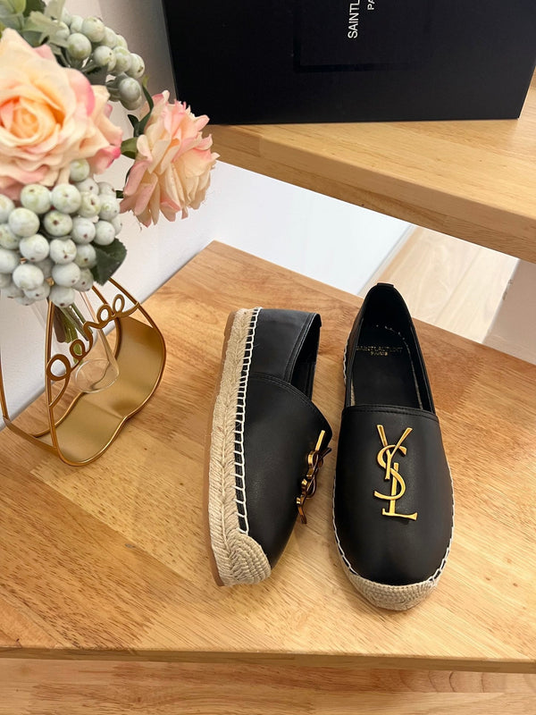 SL YVES LOGO SLIP ON BLACK CALFSKIN