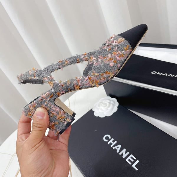 CC 26s High-Heel Slingbacks 65 Mm In Black Mix Grey Tweed