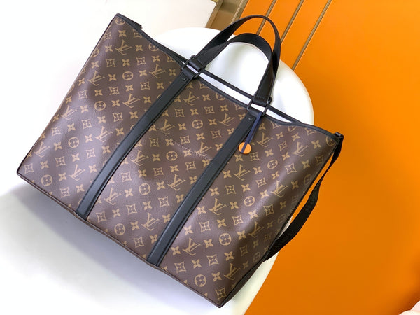 LV Week-End Tote Large Handbag Brown Monogram Canvas