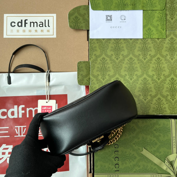 gg marmont mini 18cm black calfskin gold hardware