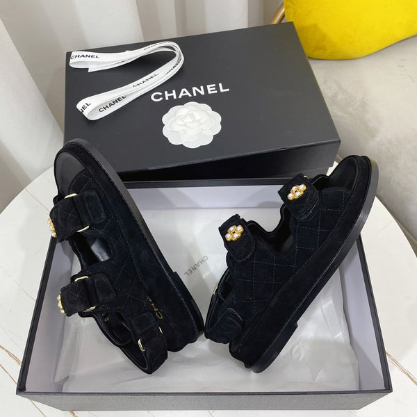 CC Dad Sandal Black Suede Leather 742944