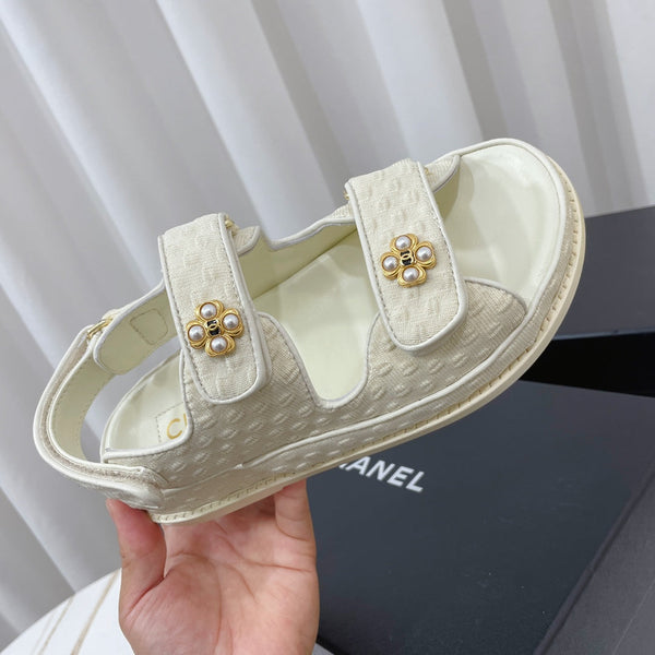 CC 26s Sandals White Textured Fabric