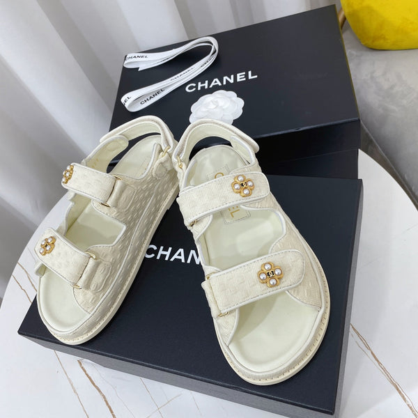 CC 26s Sandals White Textured Fabric