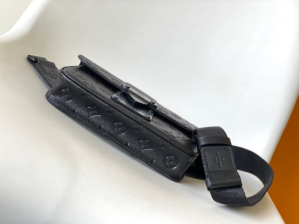 LV S Lock Sling Bag 21cm Black Monogram-embossed Taurillon leather