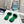 Prad 26s Enameled Metal Triangle Printed Slides Green Leather Cotton 986592
