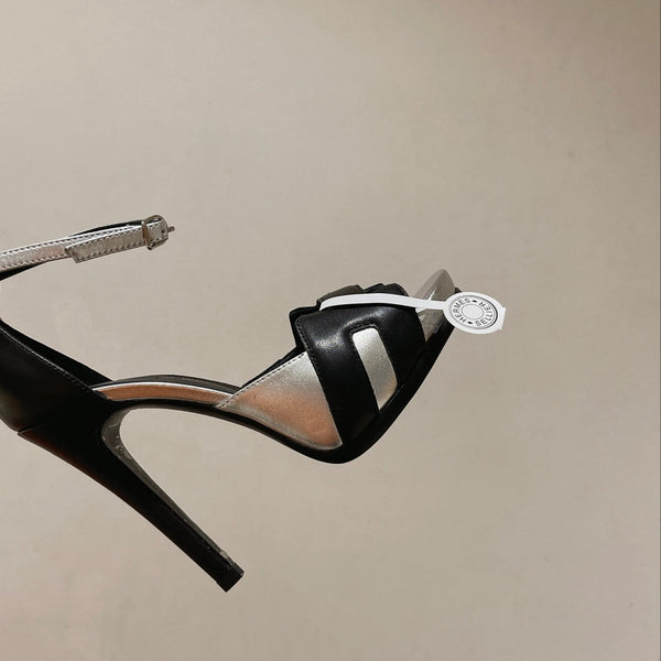 H - CLASSIC SANDAL 125 BLACK MIX BRIGHT SILVER LAMBSKIN