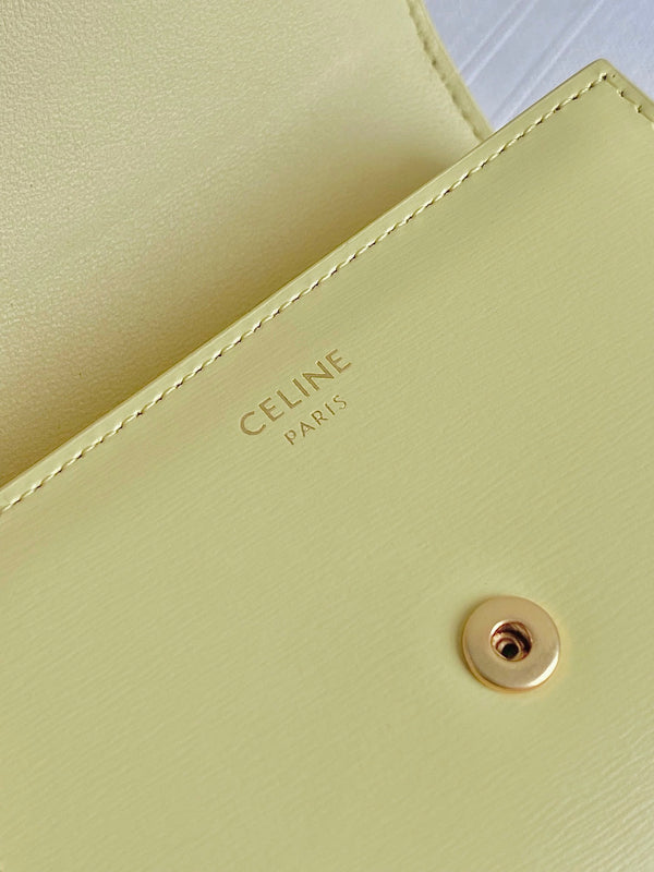 TRIPHOME 10 TRIFOLD WALLET CALFSKIN YELLOW PASTEL