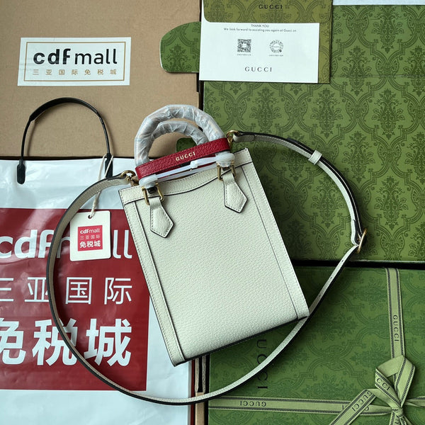 Gucci Diana Bamboo Mini Tote Bag Off-white Lambskin 240106