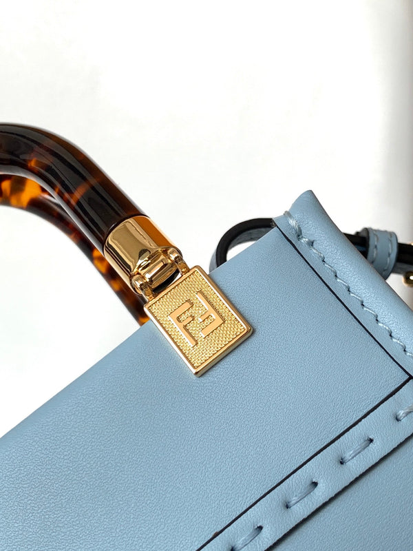 Fend Mini Sunshine Shopper Bag 18 Blue Leather