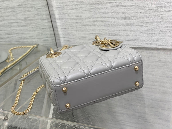mini lady 17cm grey lambskin