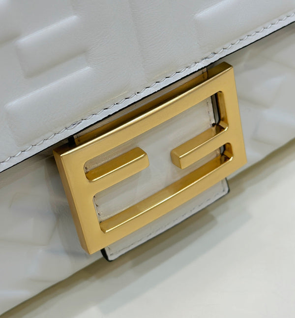Baguette 27cm White Lambskin Gold Hardware