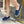 CHLOÉ LOAFERS IN NAVY BLUE FABRIC AND RAFFIA
