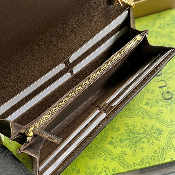 BLONDIE SHOULDER BAG 21 IN BEIGE MONOGRAM CANVAS AND DARK BROWN CALFSKIN TRIM GOLD HARDWARE