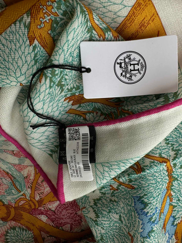 Retourala Nature Hermes Scarf 140 CM Turquoise Colorful Silk