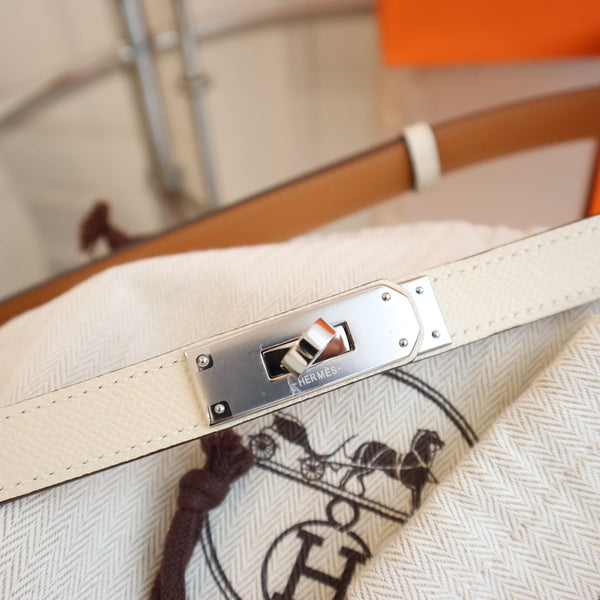 hm kelly belt 18mm cream epsom leather