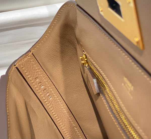 Hermes 21 Bag Light Brown with Gold Buckle Calfkin 250274