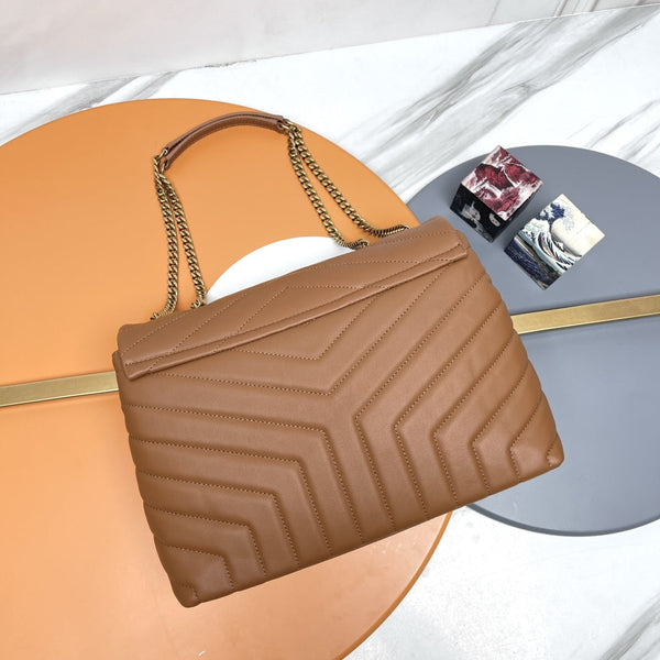 YSL Large Loulou Bag 31cm Tan Brown Lambskin