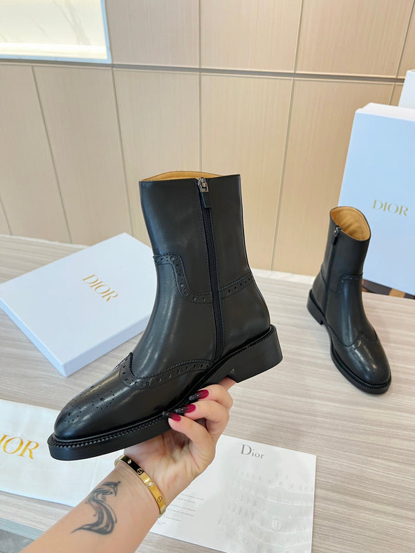CD Short Boots Black Calfskin