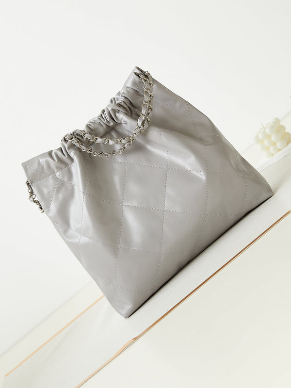 cc 22 hobo grey calfskin silver hardware