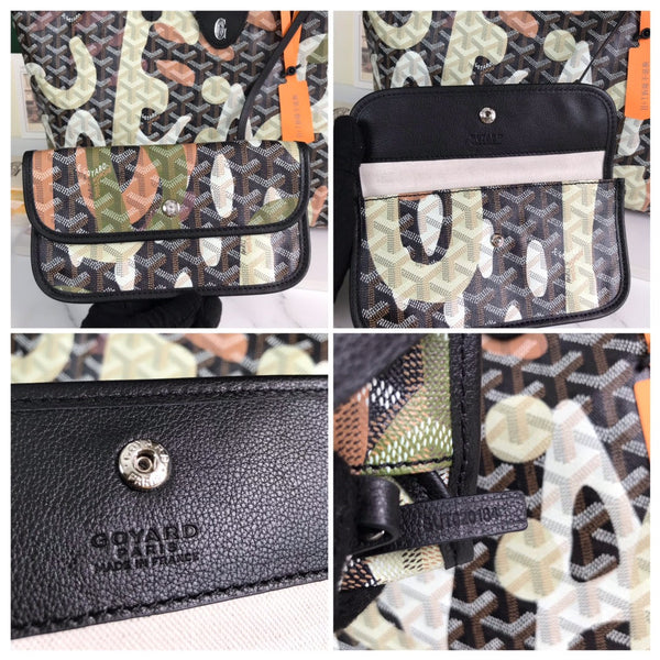 SAINT LOUIS PM BAG 34 IN GREEN LETTRES CAMOUFLAGE GOYARDINE CANVAS