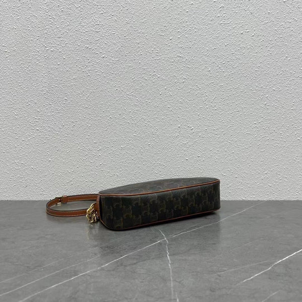 Celine Mini Camera Shoulder Bag Triomphe Black Brown Canvas & Calfskin