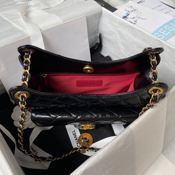 cc hobo bag 21.5 black oil wax leather