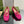 BLONDIE LOGO-PLAQUE LOAFERS IN FUSCIA PINK SUEDE