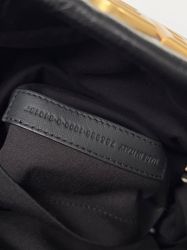 MONACO SMALL BAG 28 IN BLACK ARENA CALFSKIN GOLD HARDWARE