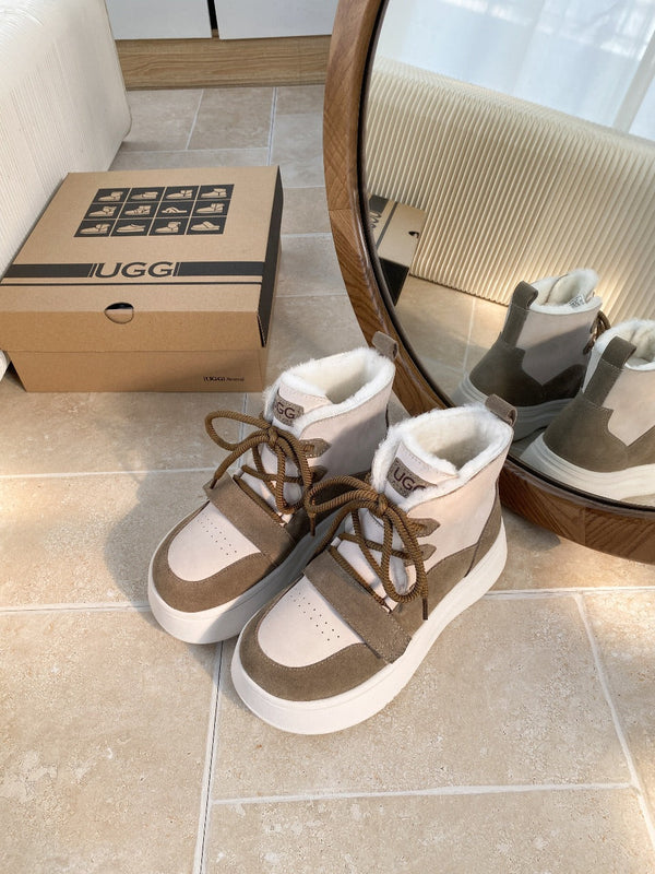 UGG Tasman-inspired Platform Boots Brown Off White Suede 512833
