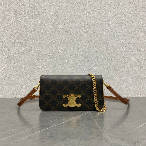 Celine Multipochette Triomphe Black Brown Canvas & Calfskin