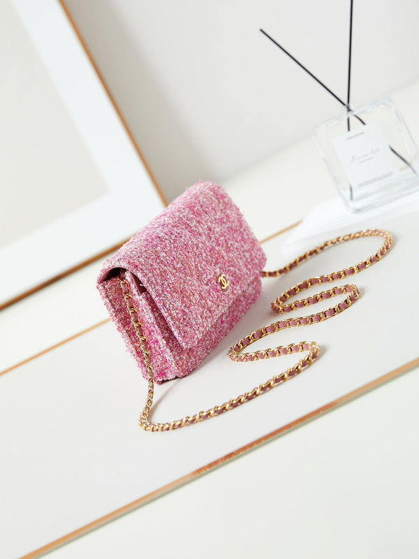 24p woc 19cm pink tweed gold hardware