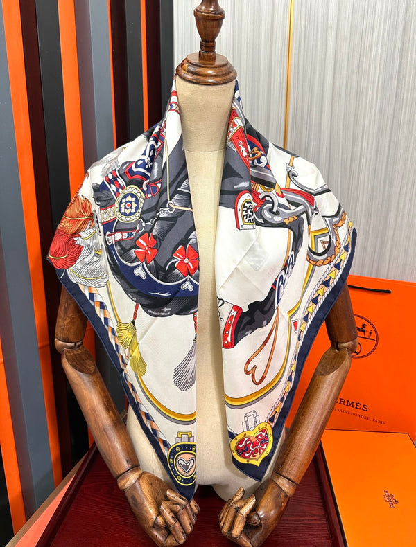 Carré Harnais De Cœur Scarf 90 CM In Colorful Silk  236222